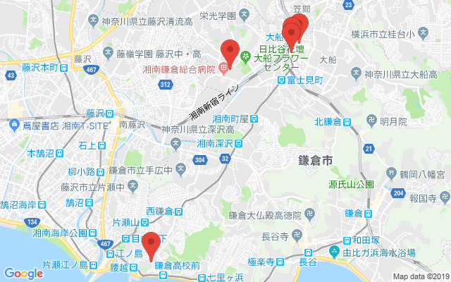 鎌倉の保険相談窓口のマップ